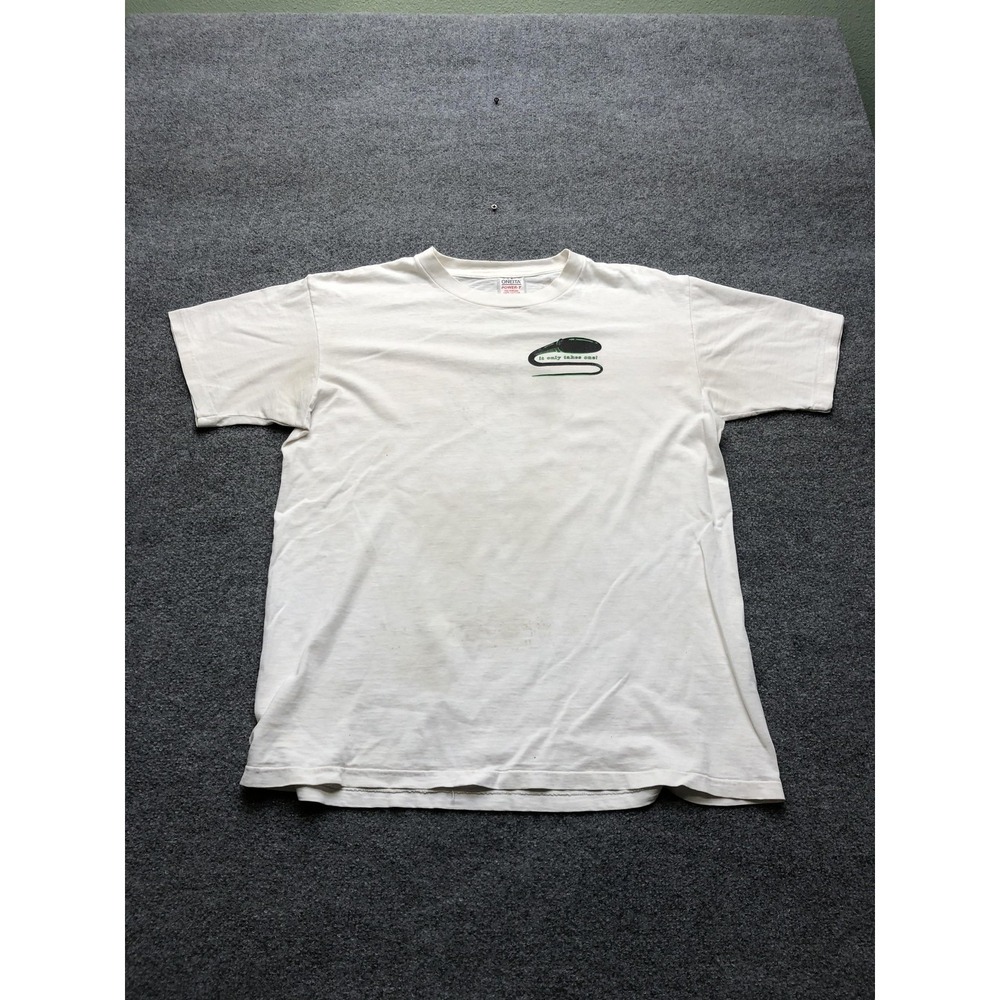 Vintage The Prophylactics Shirt Mens XL White Wrap It Up Safe Sex Oneita 90s